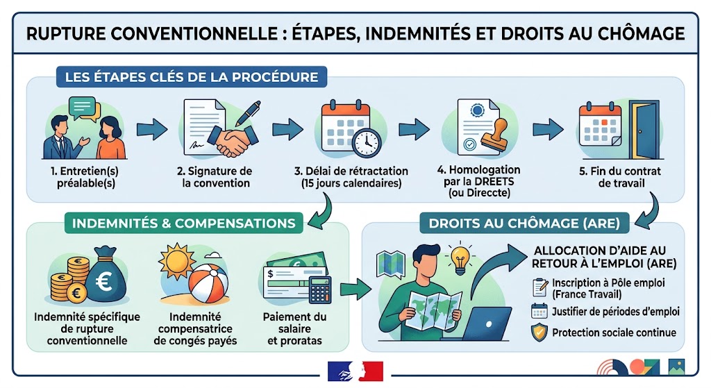 Rupture conventionnelle Etapes, indemnités et droits au chômage